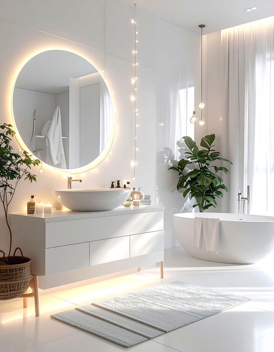 Bathroom Vanity Light - 30 string light ideas