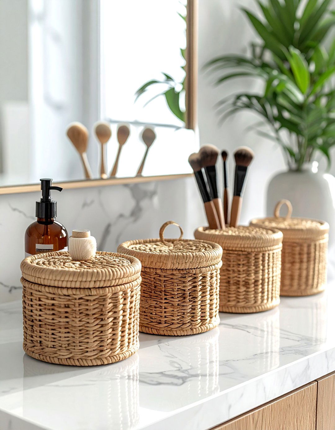 Bathroom Vanity Storage - 30 rattan basket ideas