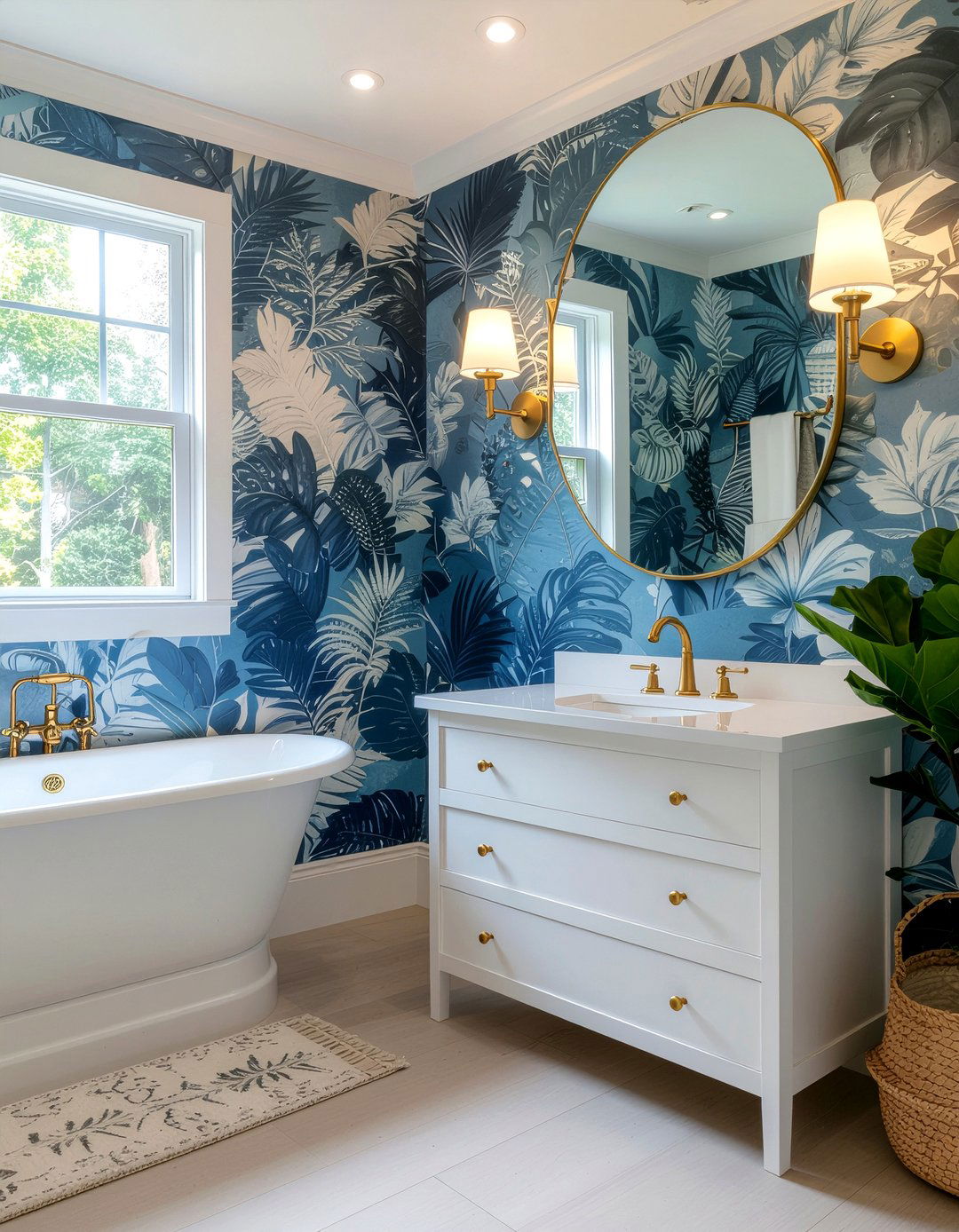 Bathroom Wallpaper Accent Wall - 30 bathroom transformation ideas