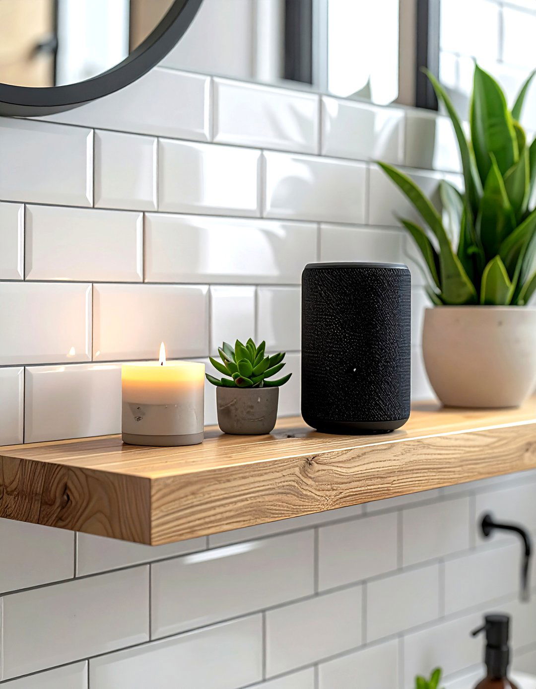 Bathroom floating shelf speaker - 30 waterproof speaker bathroom ideas