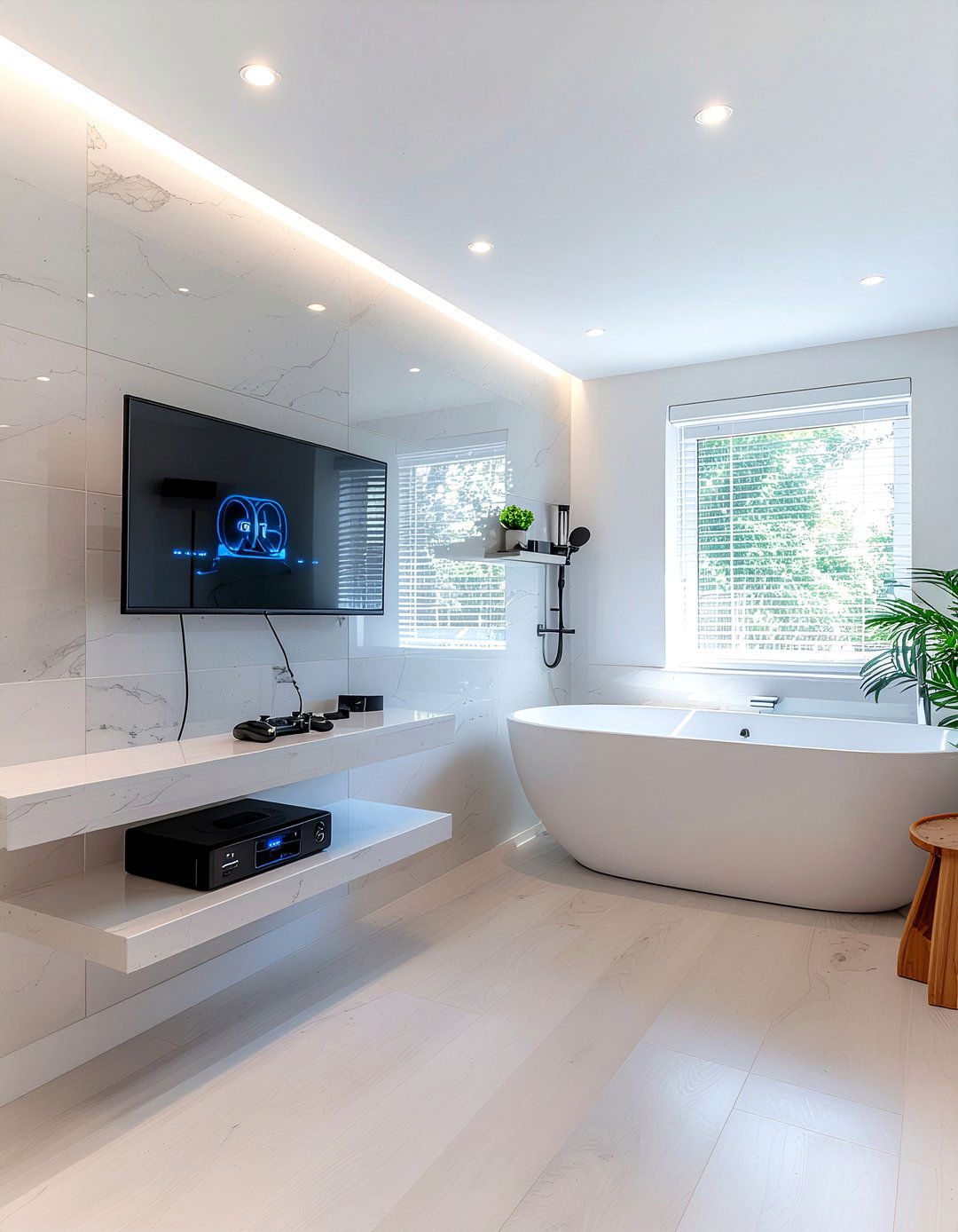 Bathroom gaming station - 30 bathroom entertainment ideas