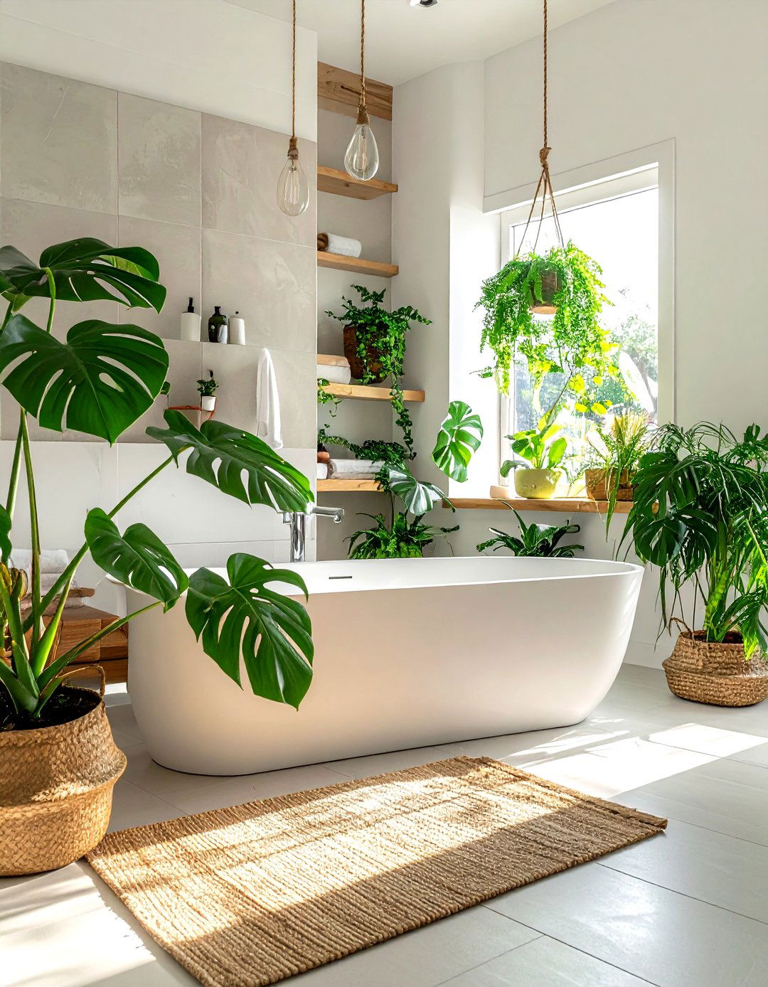 Bathroom plant decor - 30 energy-efficient bathroom ideas