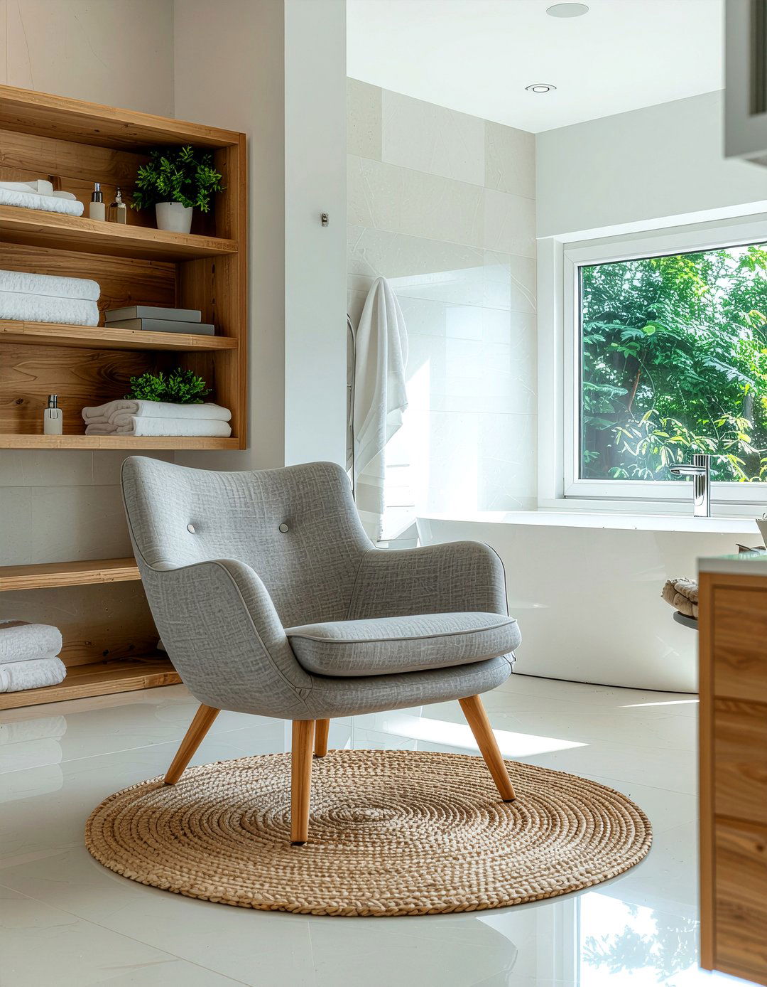 Bathroom reading corner - 30 bathroom entertainment ideas