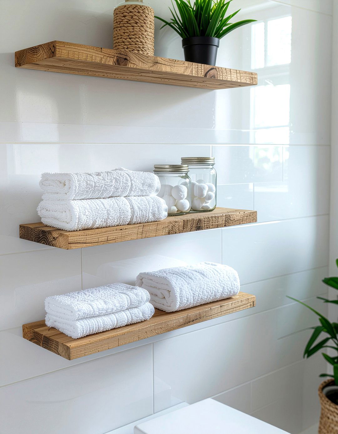 Bathroom shelf organizer - 30 first apartment decor ideas