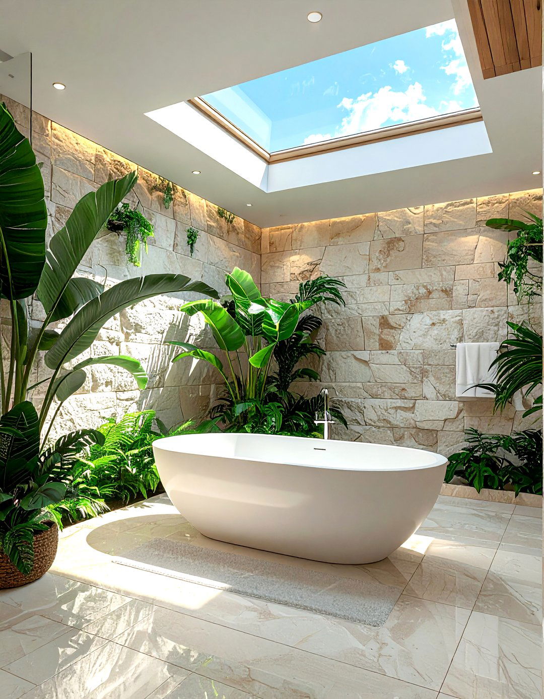 Bathroom skylight design - 30 tropical bathroom ideas