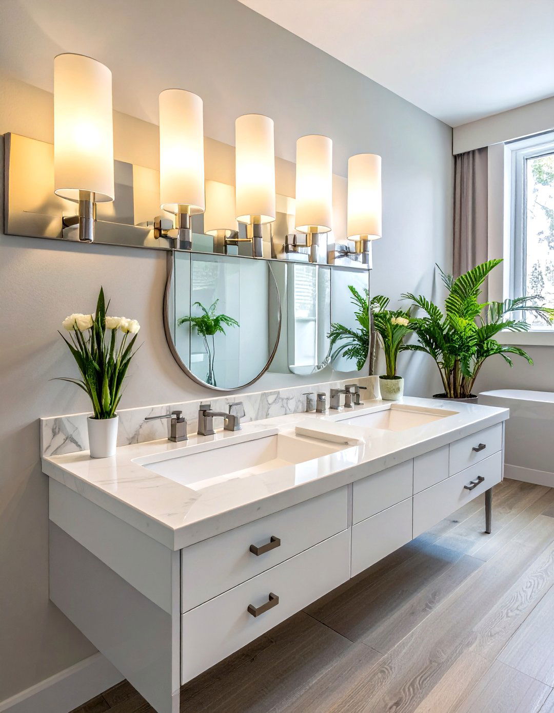 Bathroom vanity light bar - 30 brushed nickel bathroom ideas