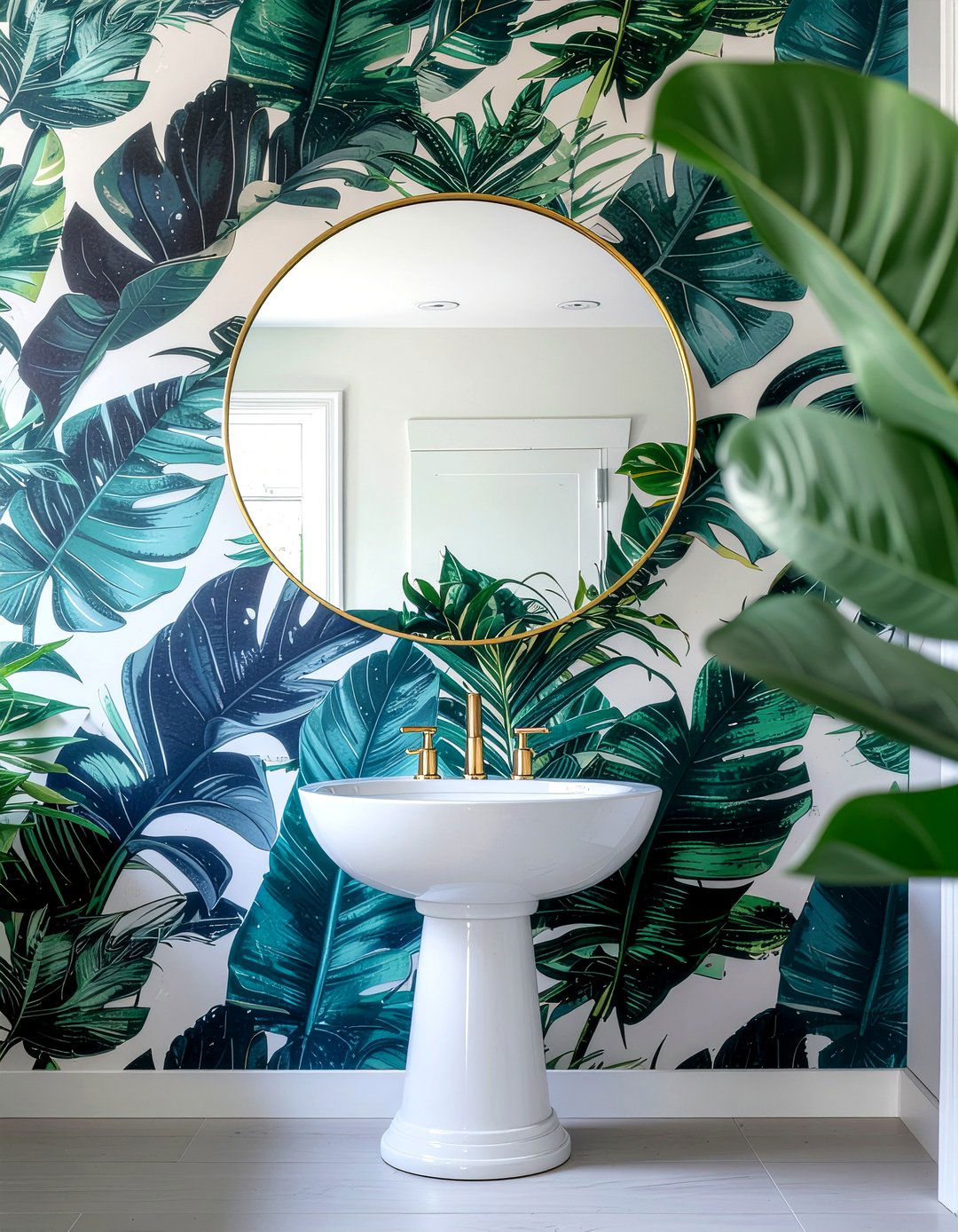 Bathroom wallpaper accent wall - 30 new home bathroom ideas