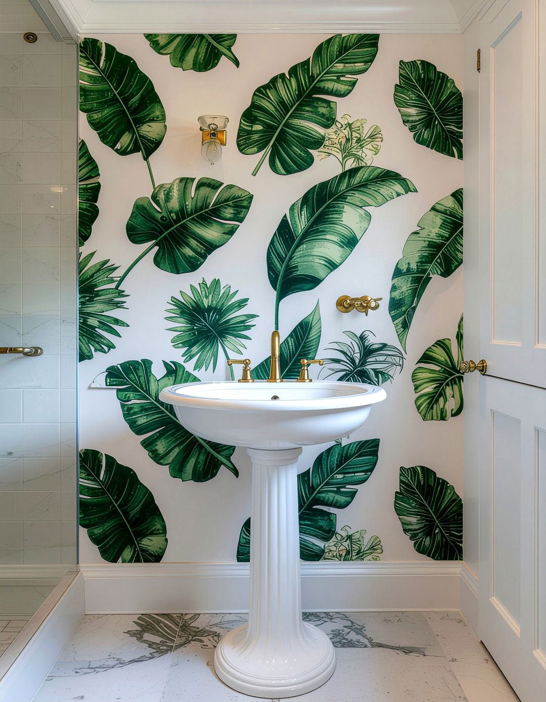 Bathroom wallpaper accent wall - 30 bathroom glow-up ideas