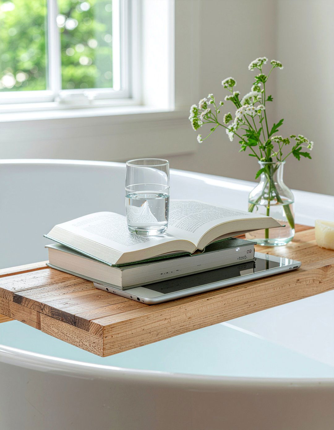 Bathtub Caddy Tray - 30 bathroom shelf ideas