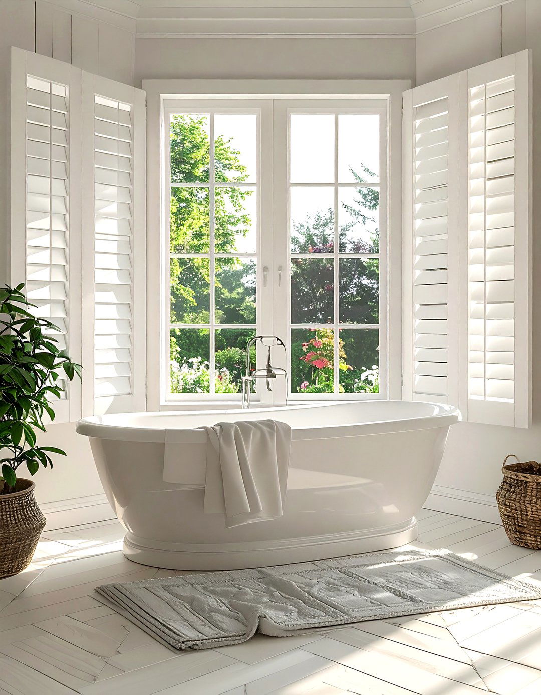 Bathtub under window layout - 30 bathroom furniture layout