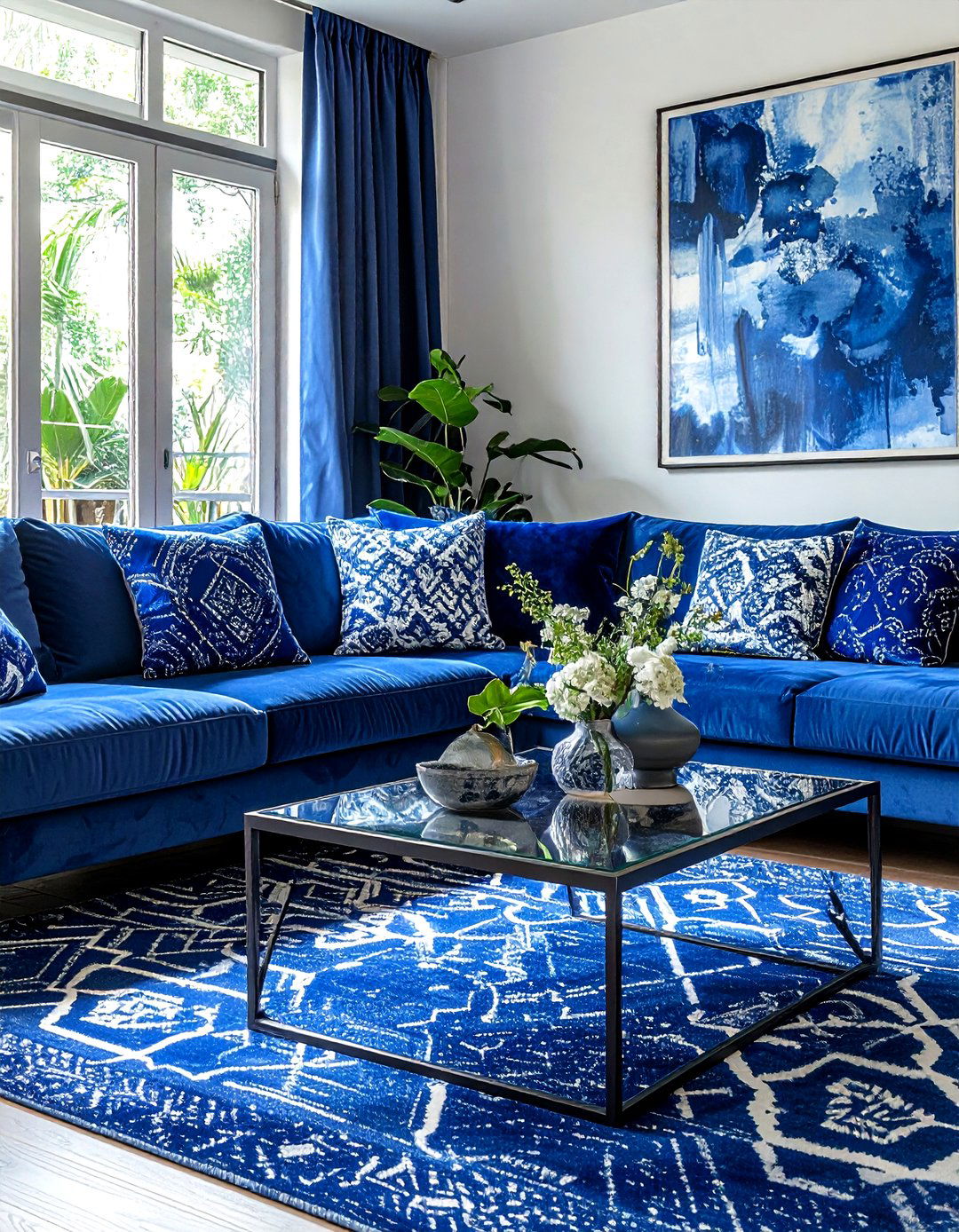 Batik and geometric living room - 30 living room pattern mixing ideas