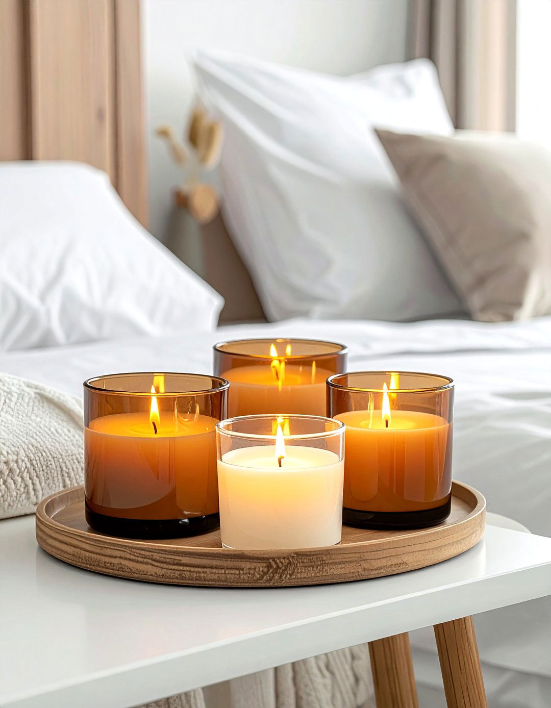 Battery operated candle - 30 bedroom layered lighting ideas