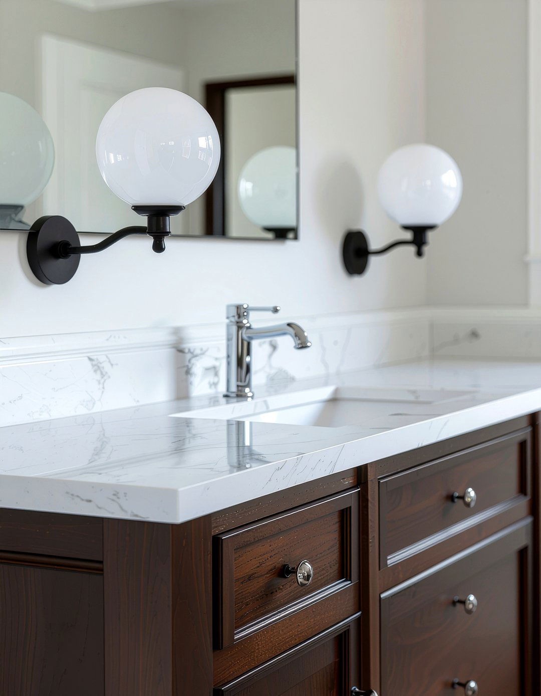 Bauhaus lighting traditional vanity - 30 bathroom era mixing ideas