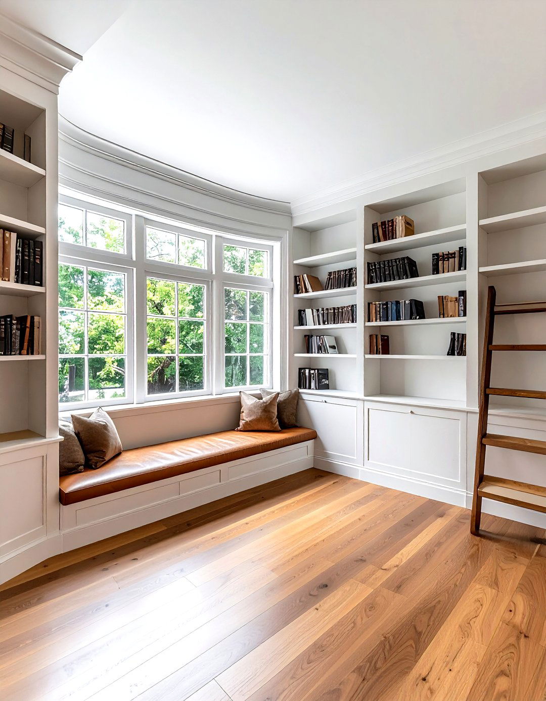 Bay Window Library Nook - 30 living room bay window ideas