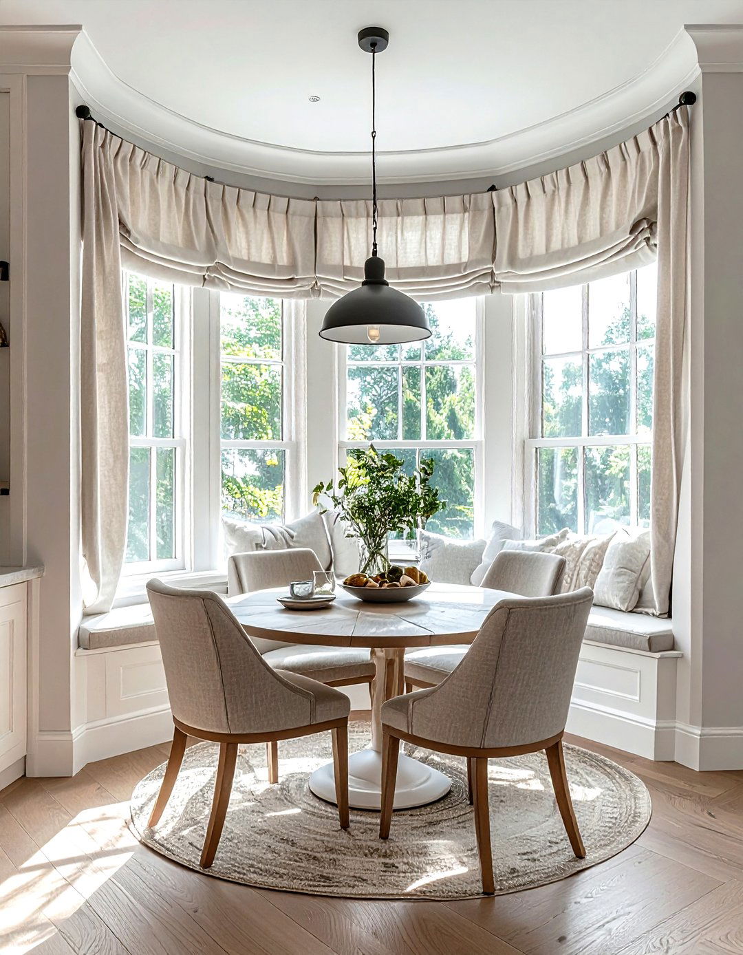 Bay Window Linen Curtains Dining Room - 30 linen curtain dining room ideas