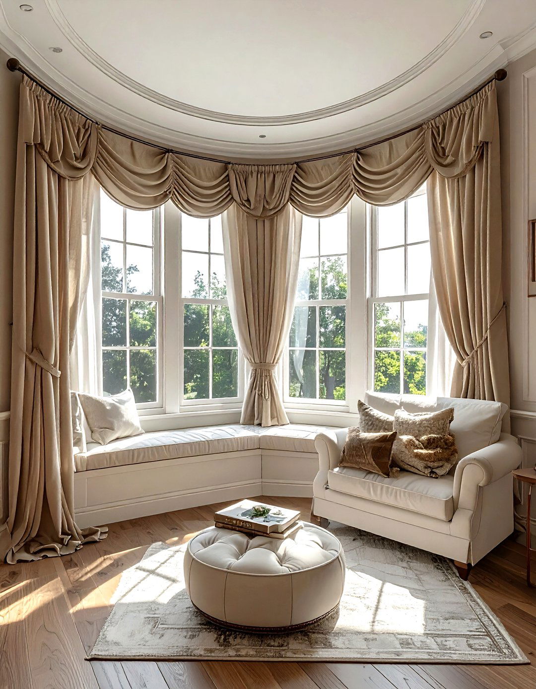 Bay window curtains - 30 living room window treatments