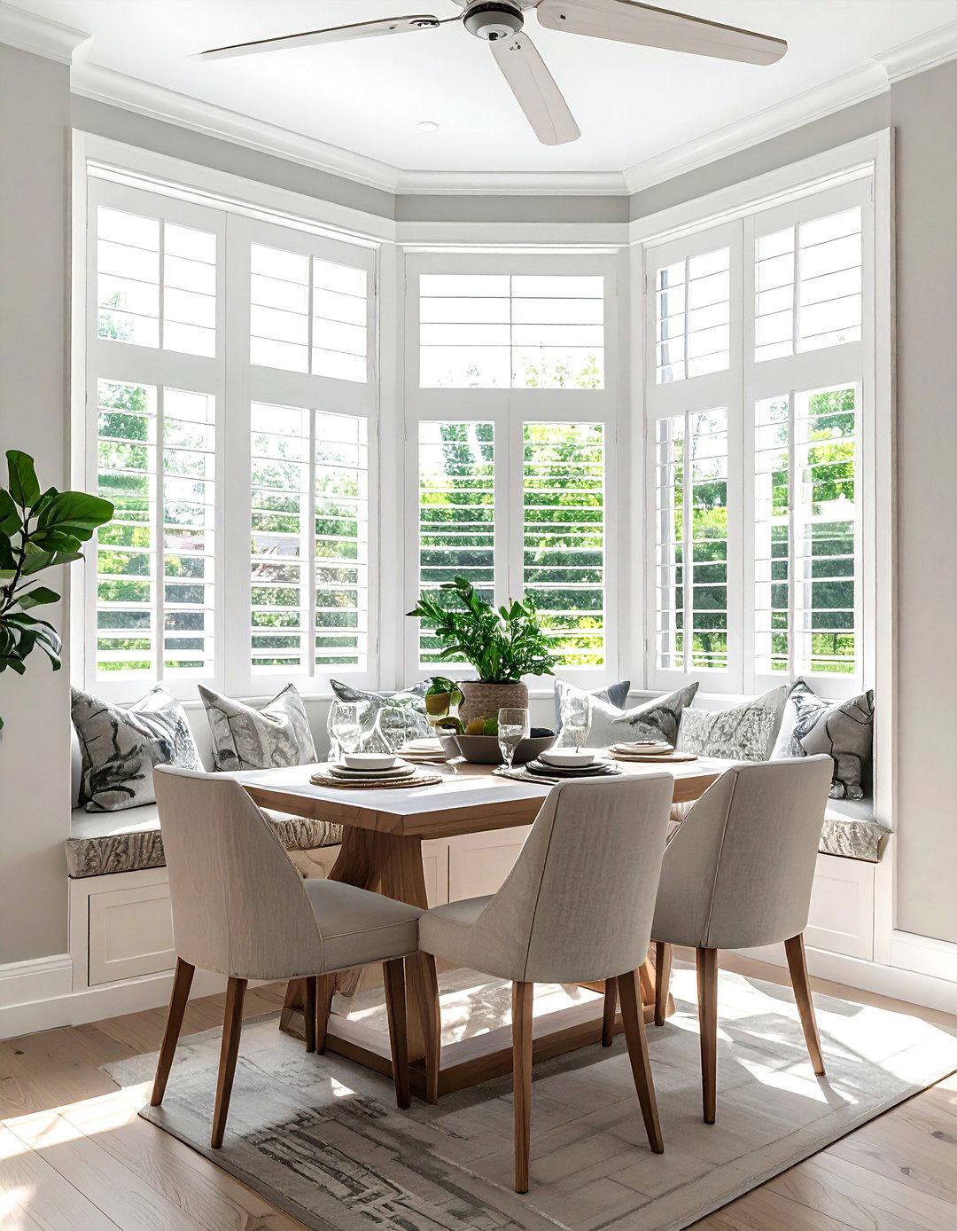 Bay window shutters - 30 dining room shutter ideas