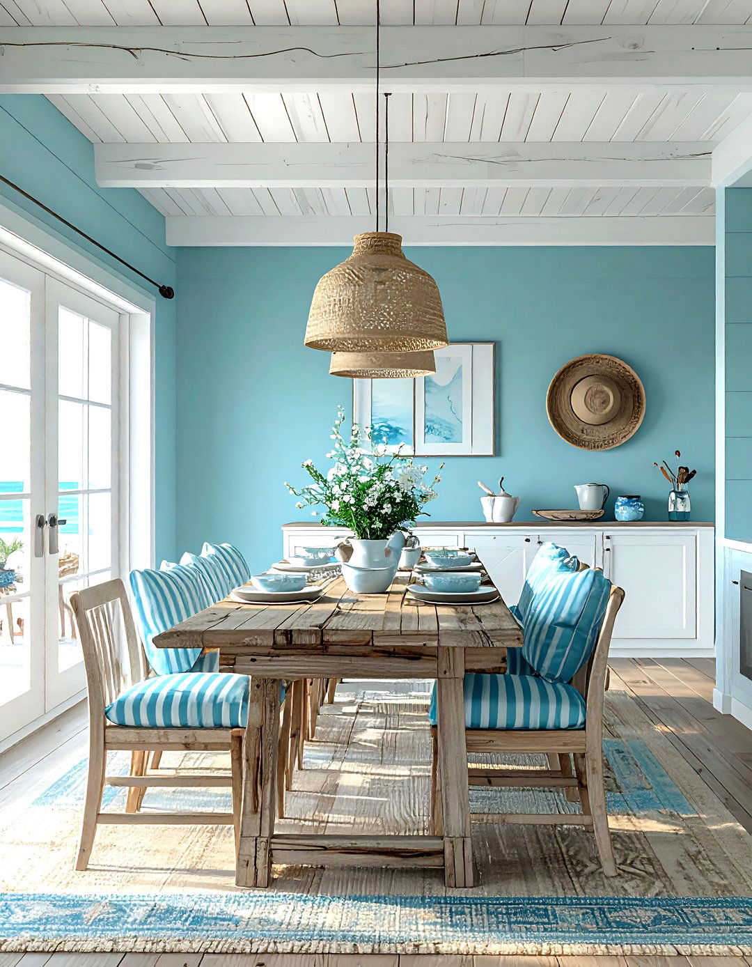Beach House Dining Room - 30 light blue dining room ideas