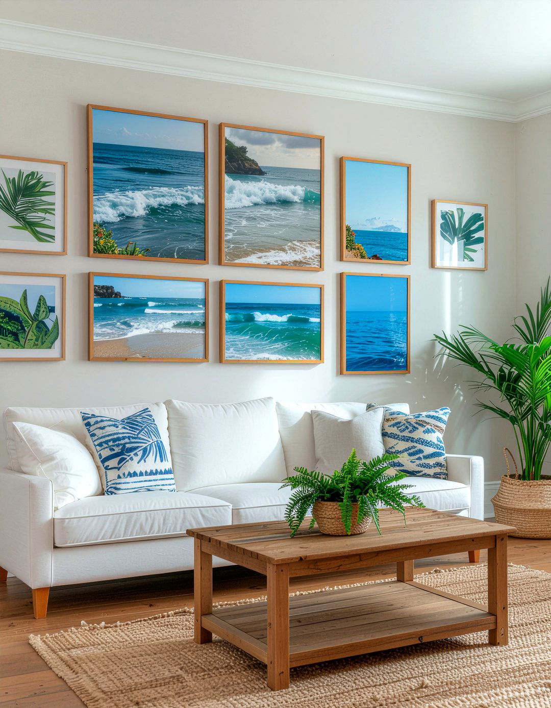 Beach House Gallery Wall - 30 Hawaiian living room ideas