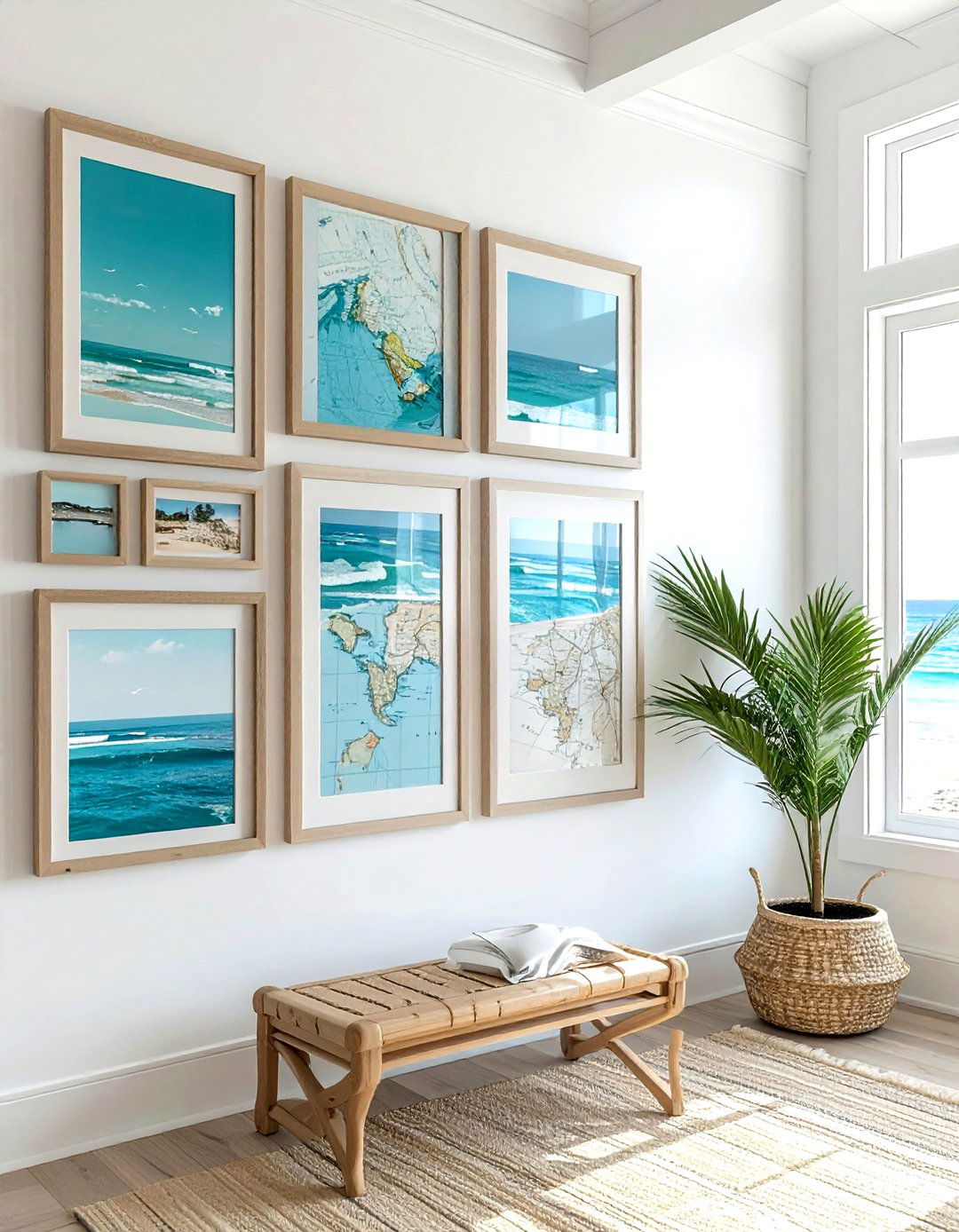 Beach themed gallery wall - 30 beach decor ideas