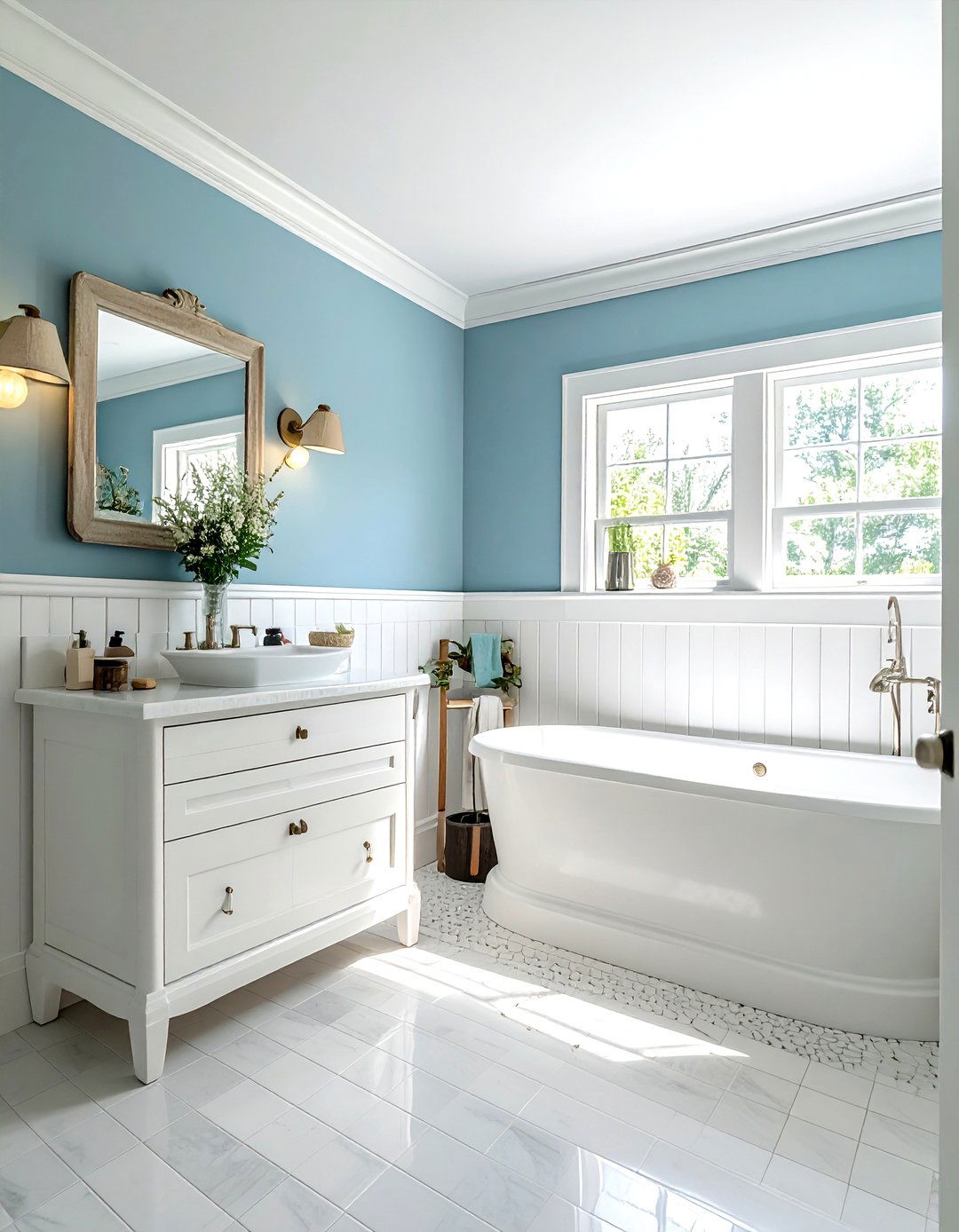 Beadboard Wainscoting - 30 DIY bathroom remodel ideas