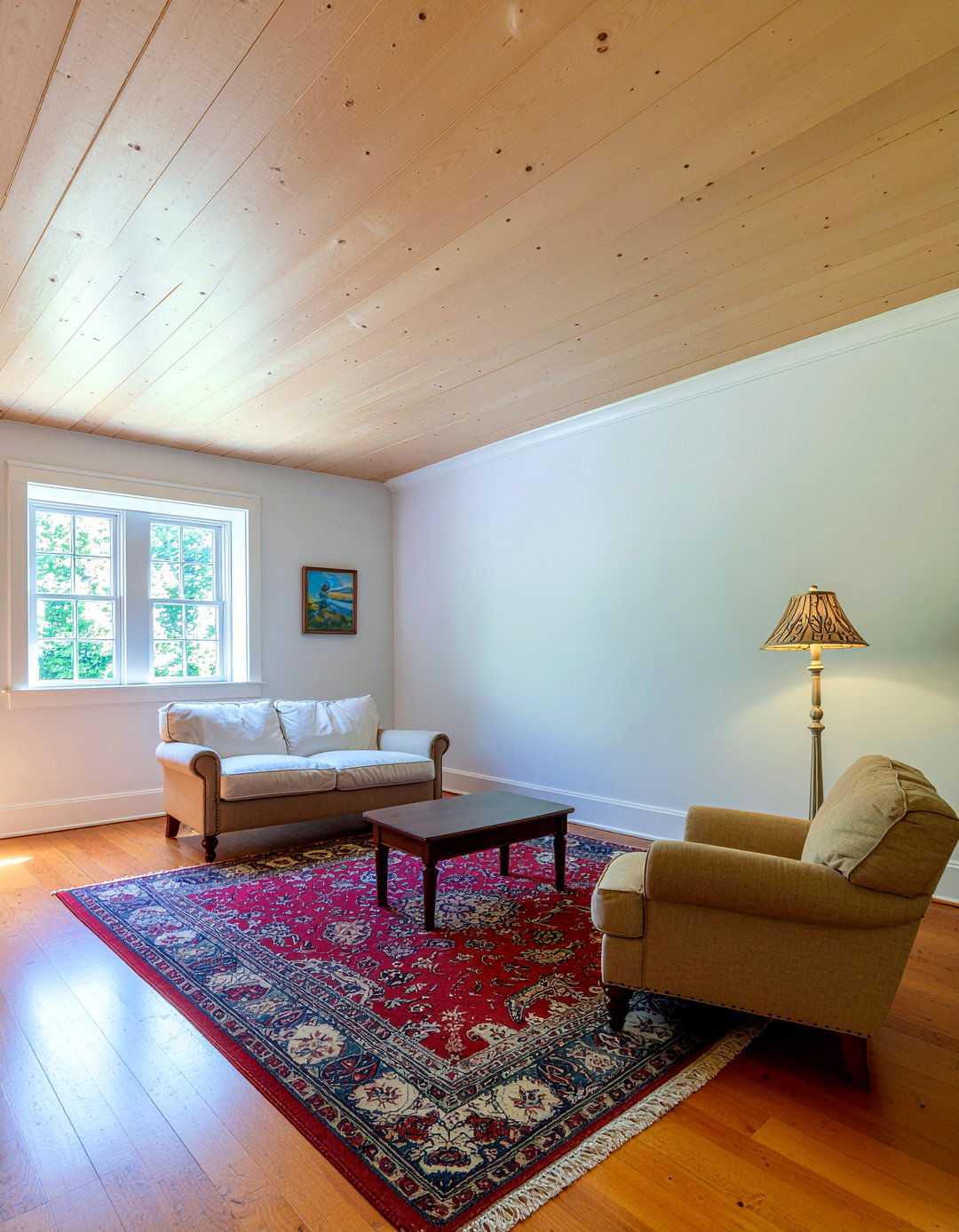 Beadboard Wood Ceiling - 30 living room wood plank ceiling ideas