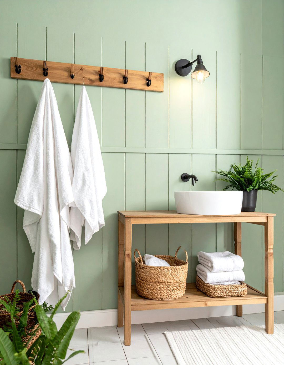 Beadboard wall paneling - 30 bathroom weekend project ideas