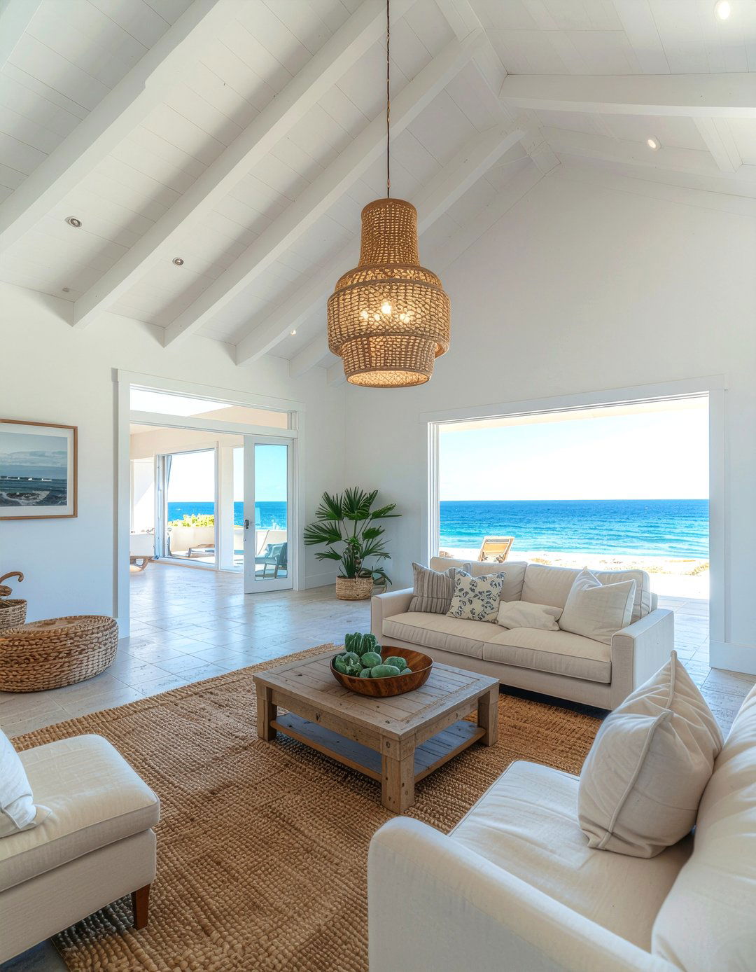 Beaded Chandelier - 30 coastal living room ideas