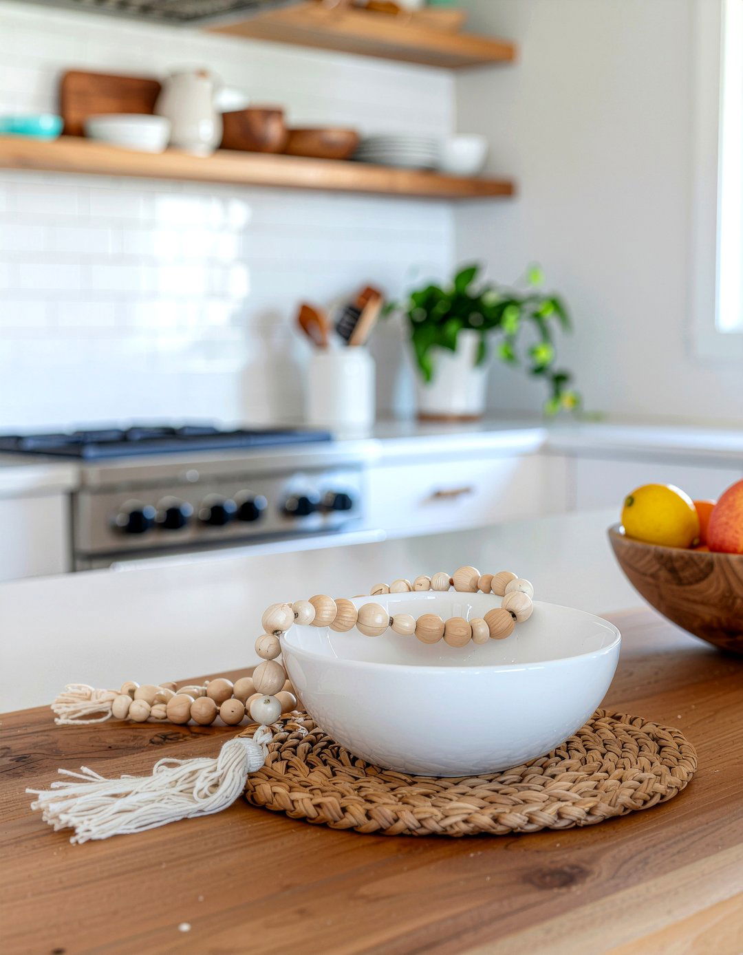 Beaded Wood Garland - 30 kitchen centerpiece ideas