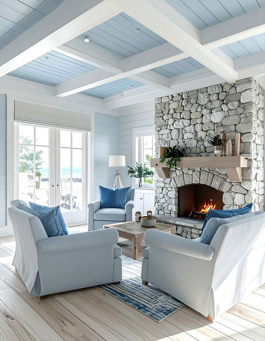 Beaded ceiling - 30 living room molding ideas