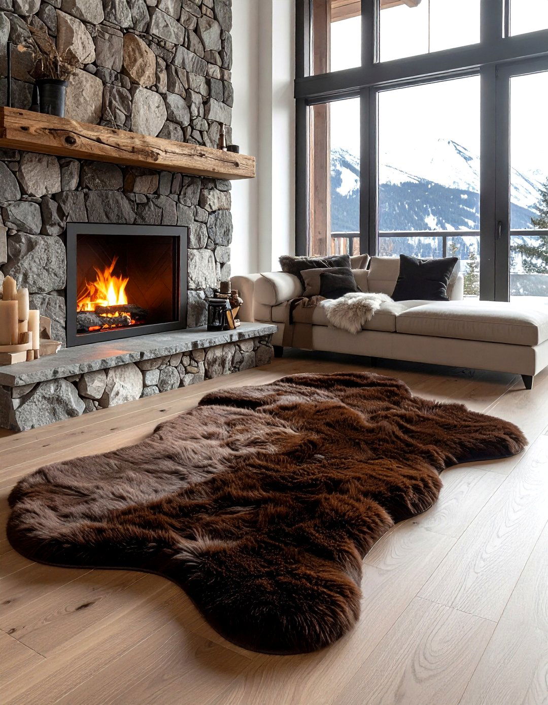 Bear Skin Faux Fur Rugs - 30 lodge decor ideas