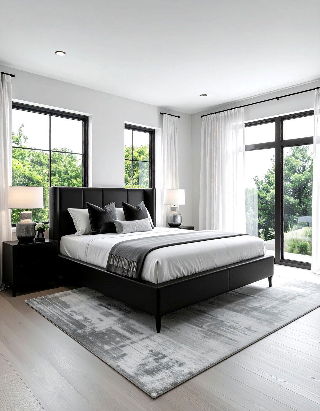 Bed between windows layout - 30 bedroom furniture placement