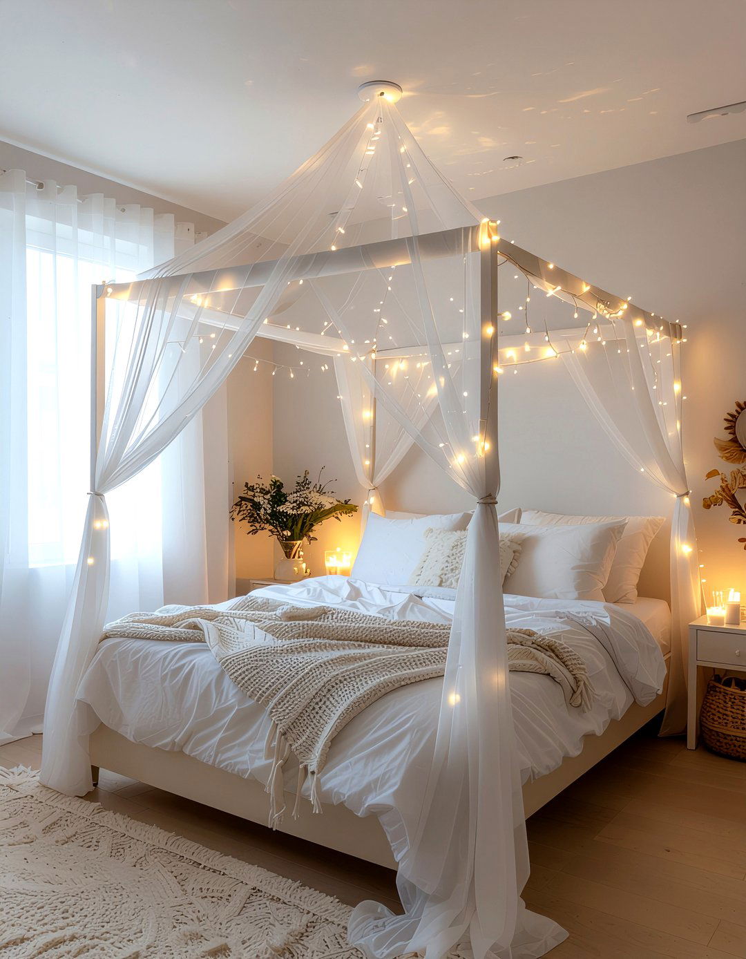 Bed canopy with lights - 30 tween bedroom ideas