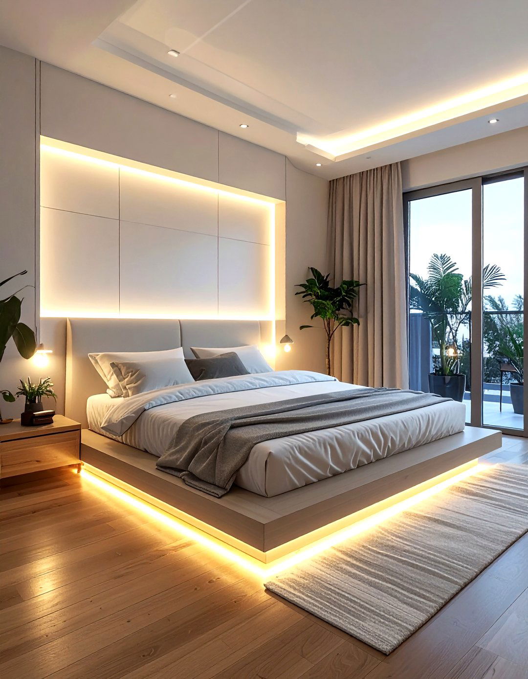 Bed frame lighting - 30 LED light decor ideas