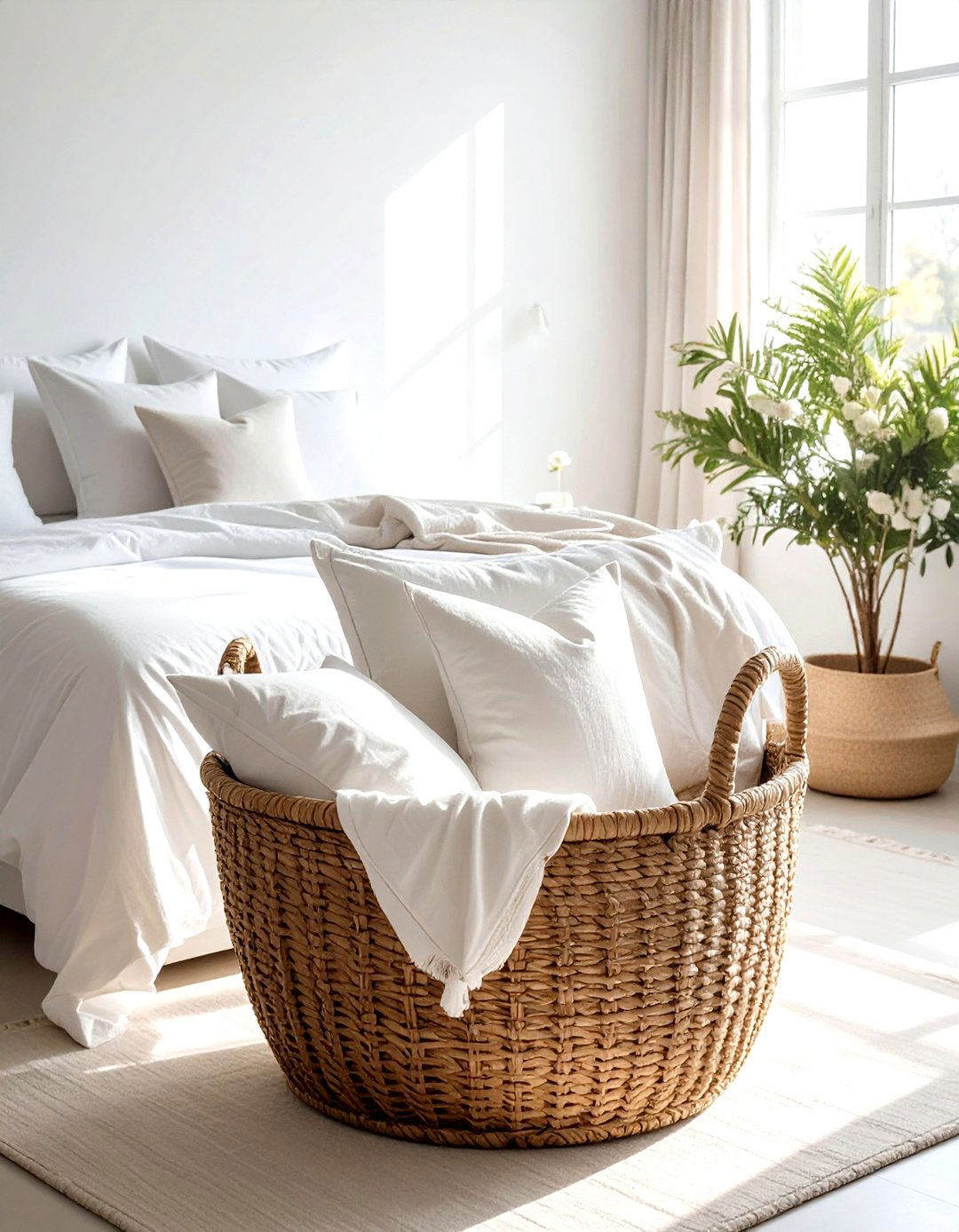 Bedroom Pillow Basket - 30 decorative basket ideas