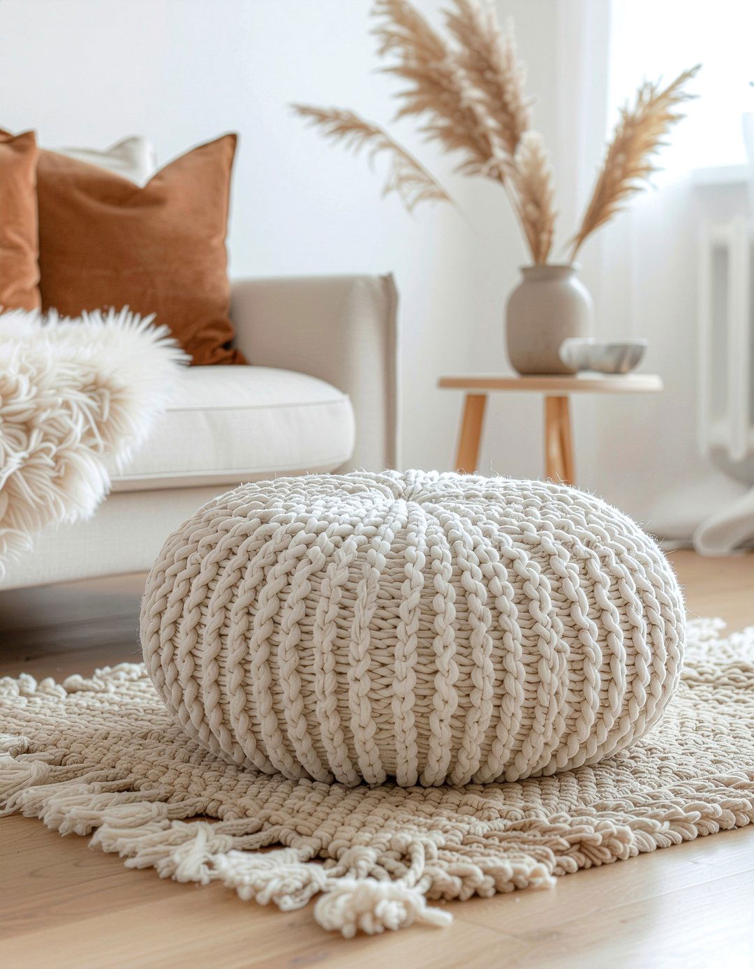 Bedroom Pouf - 30 bedroom seating ideas