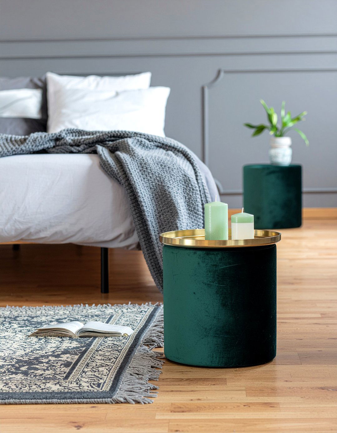 Bedroom Velvet Ottoman - 30 bedroom seating ideas