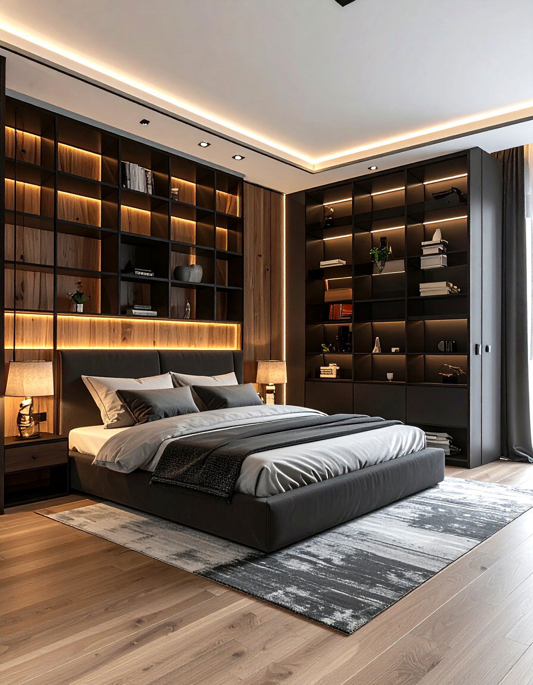 Bedroom With Bookshelf Room Divider - 30 bedroom furniture arrangement