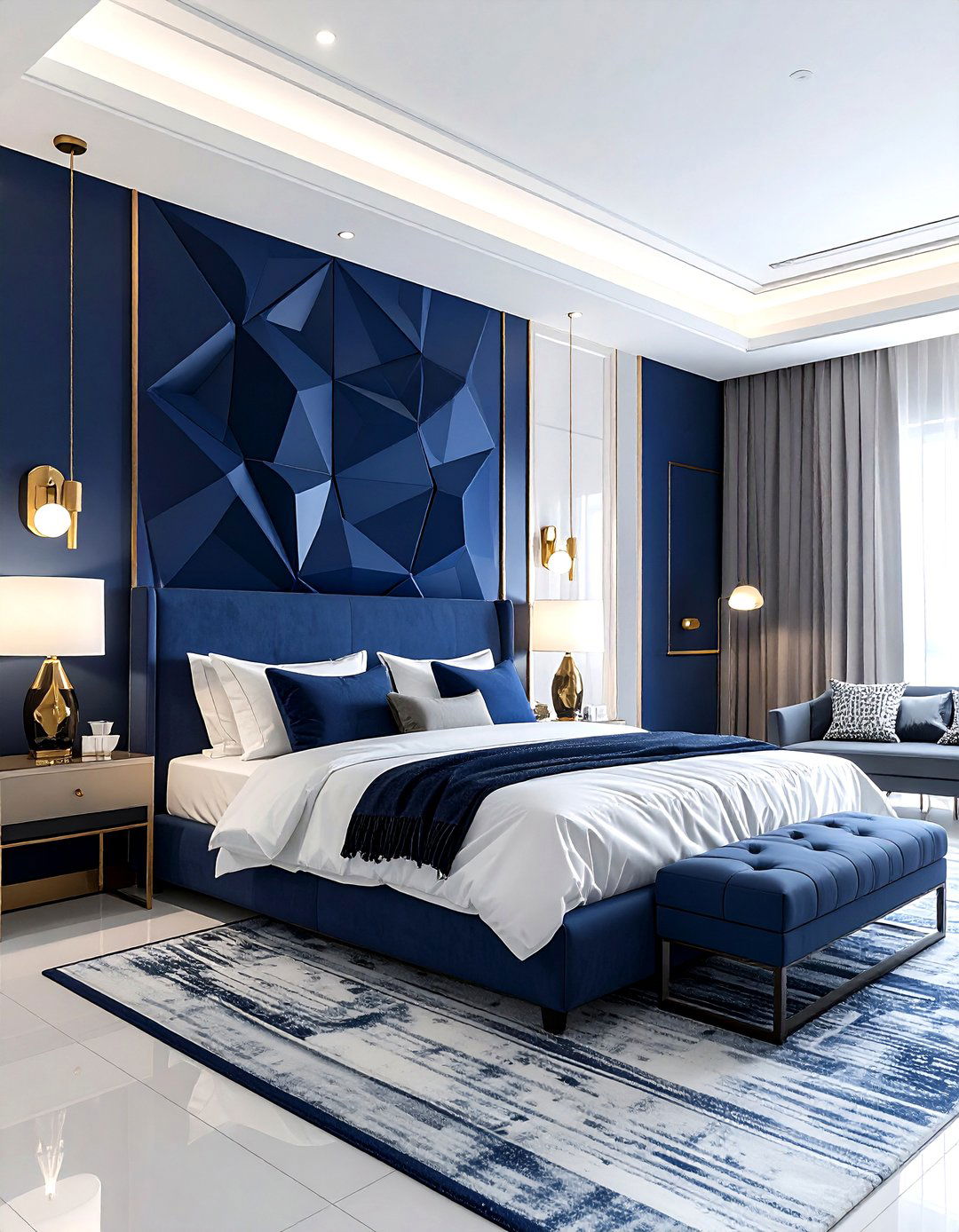 Bedroom geometric wallpaper accent wall - 30 geometric wallpaper ideas