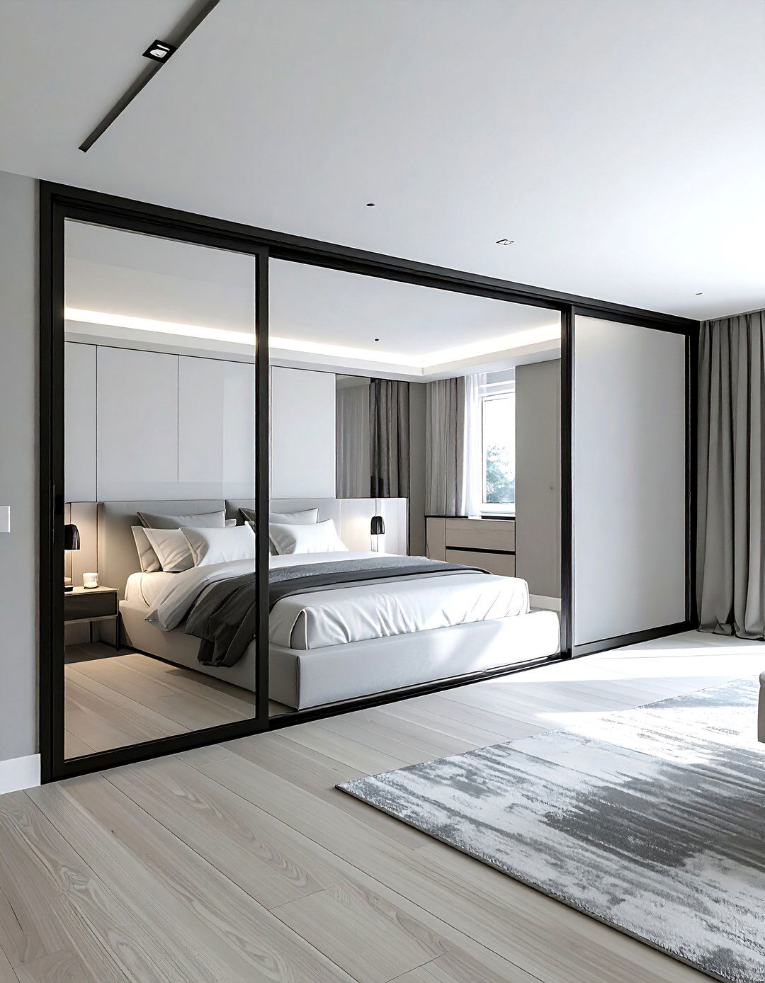 Bedroom glass sliding doors - 30 open concept bedroom ideas