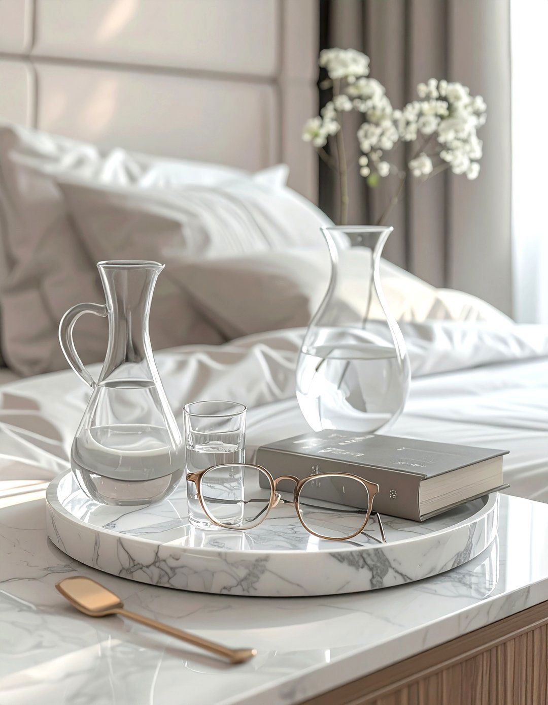 Bedroom nightstand marble tray - 30 marble tray ideas