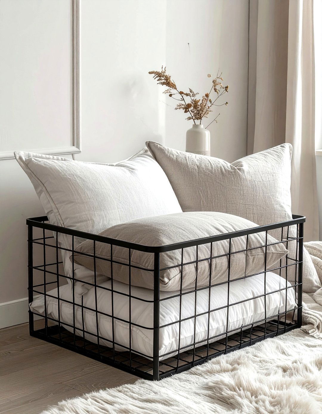 Bedroom pillow storage - 30 wire basket ideas