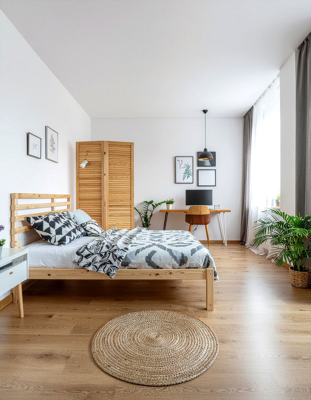 Bedroom with room divider - 30 bedroom layout ideas