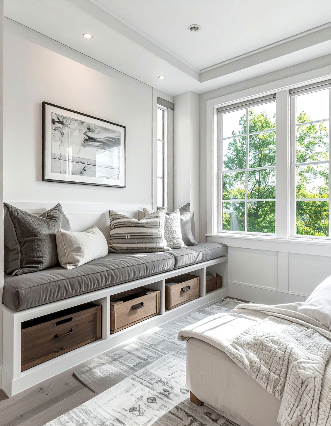 Bedroom with window seat - 30 townhouse bedroom ideas