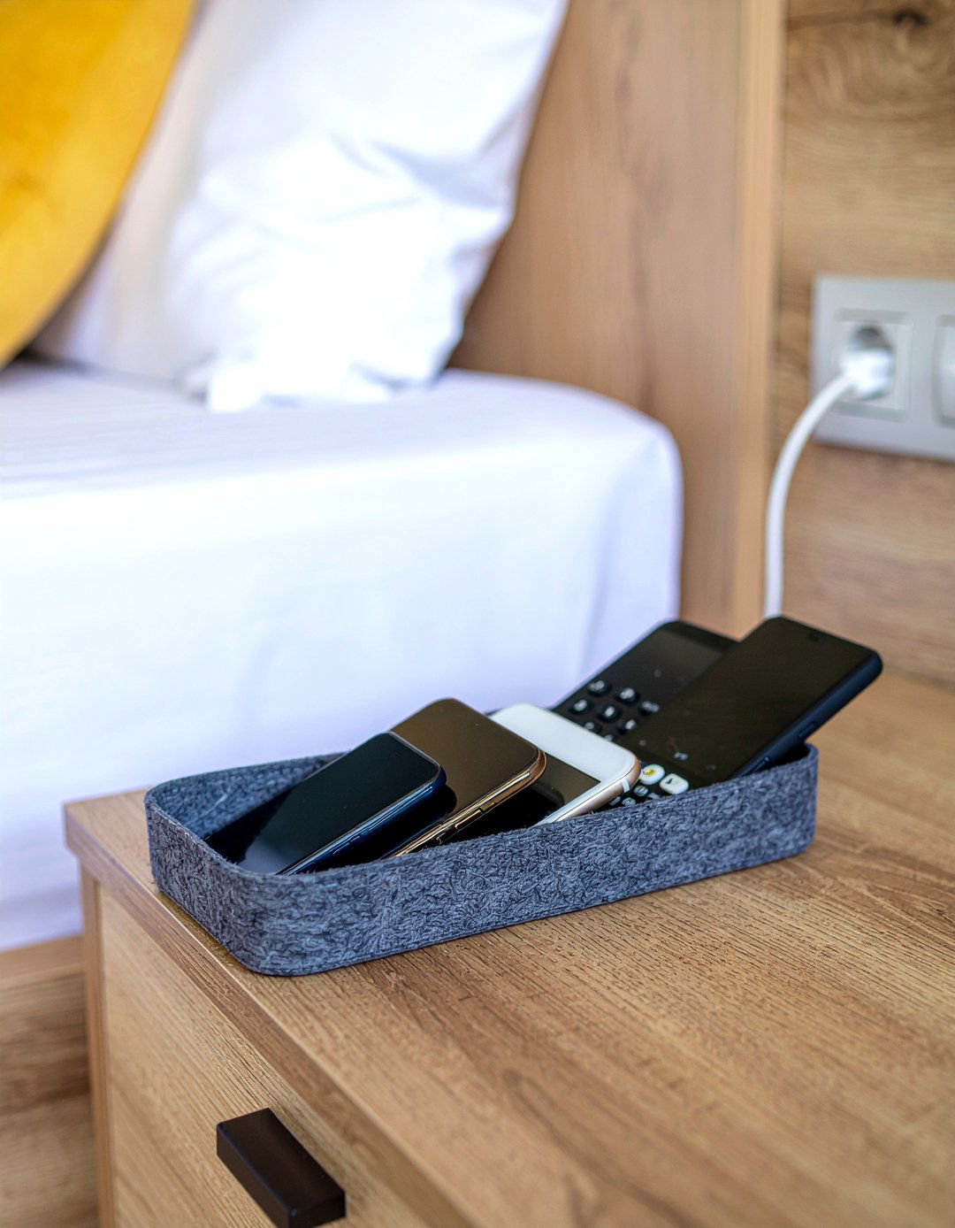 Bedside organizer with charger - 30 bedroom charging stations