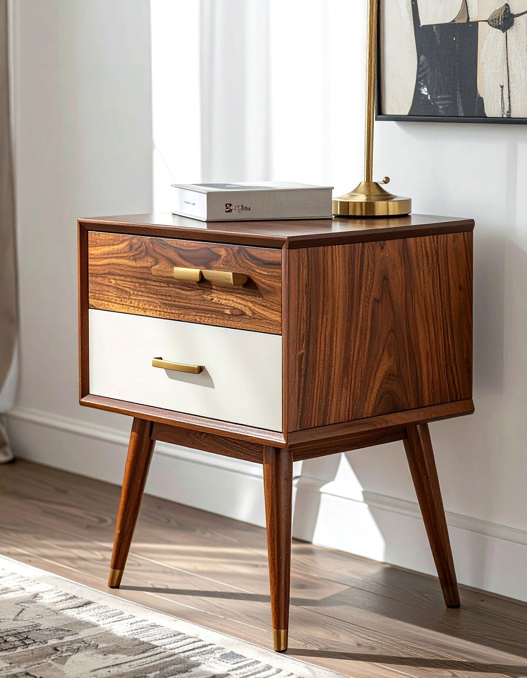 Bedside table with drawer storage - 30 nightstand styling ideas