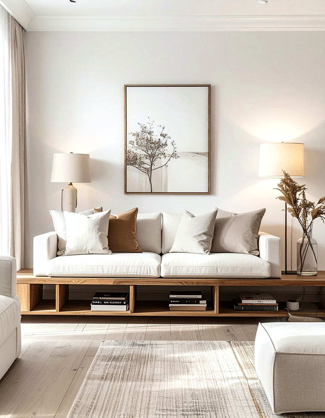 Behind Sofa Storage - 30 living room organization hacks