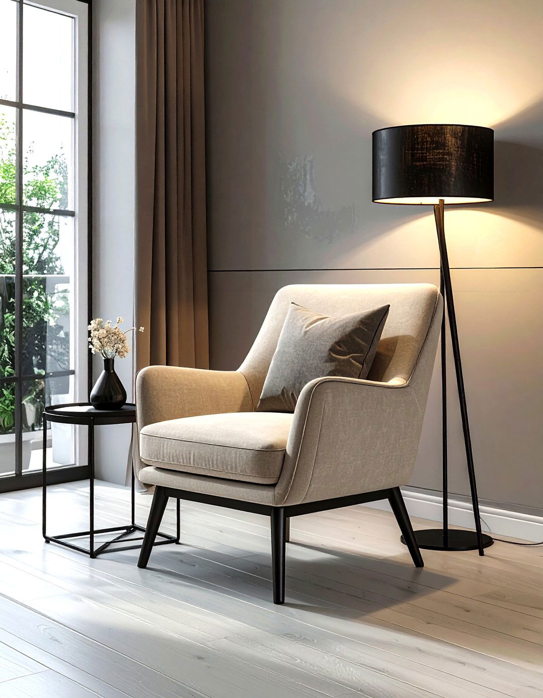 Beige Armchair Industrial Corner - 30 industrial beige living room ideas