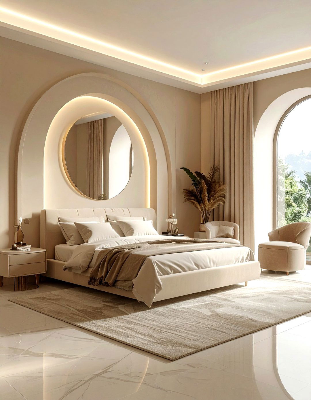 Beige Bedroom Arched Elements - 30 minimalist beige bedroom ideas