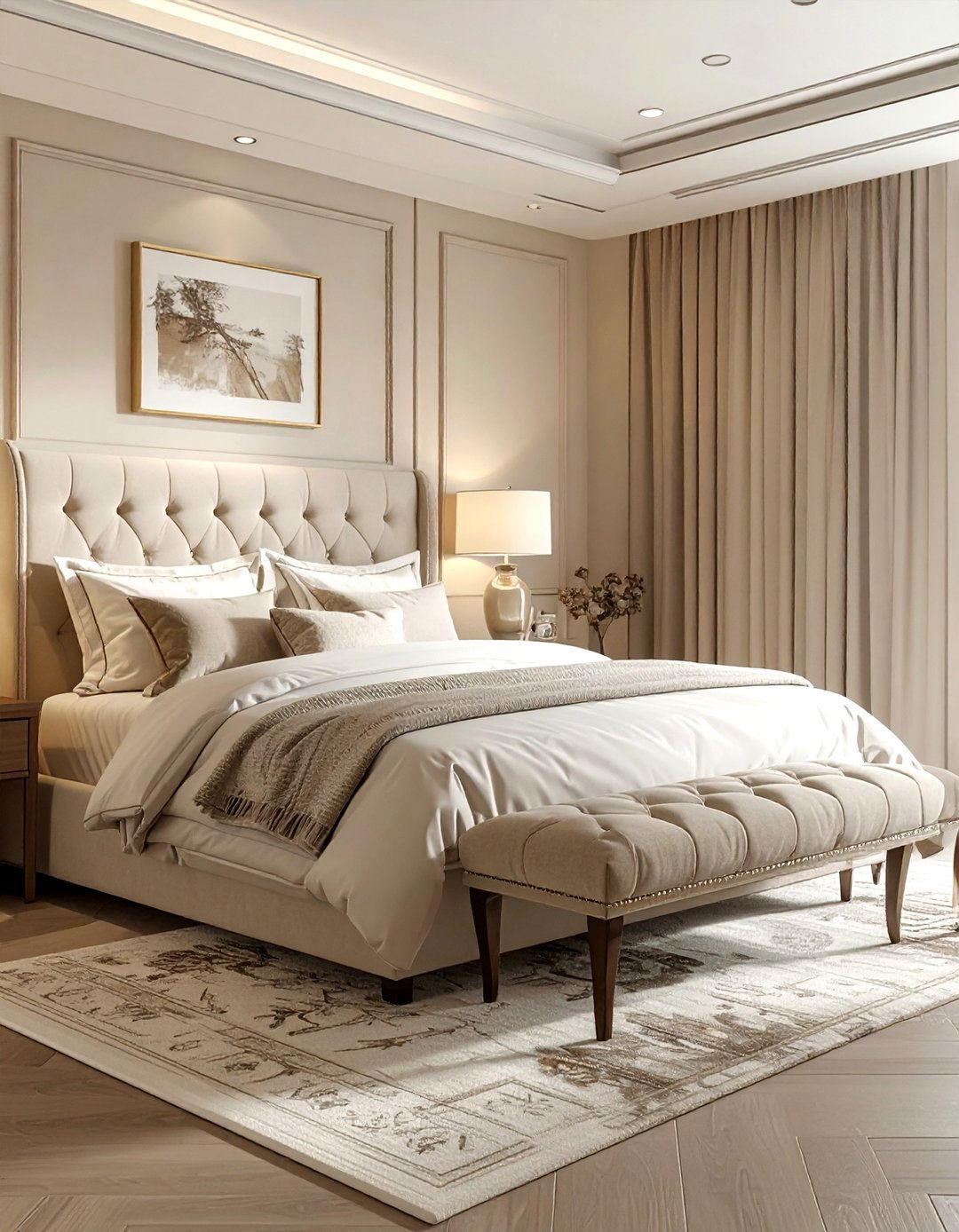 Beige Bedroom With Bench - 30 beige bedroom ideas